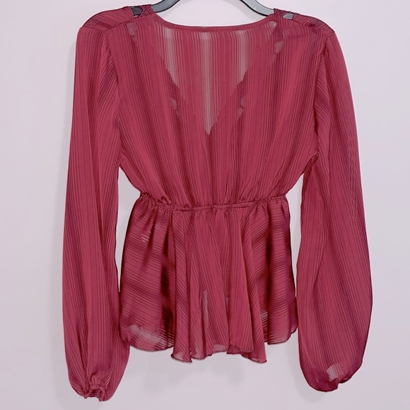 Red Lace Babydoll Lantern Sleeve Embroidered Blouse NWT Small - Picture 7 of 10